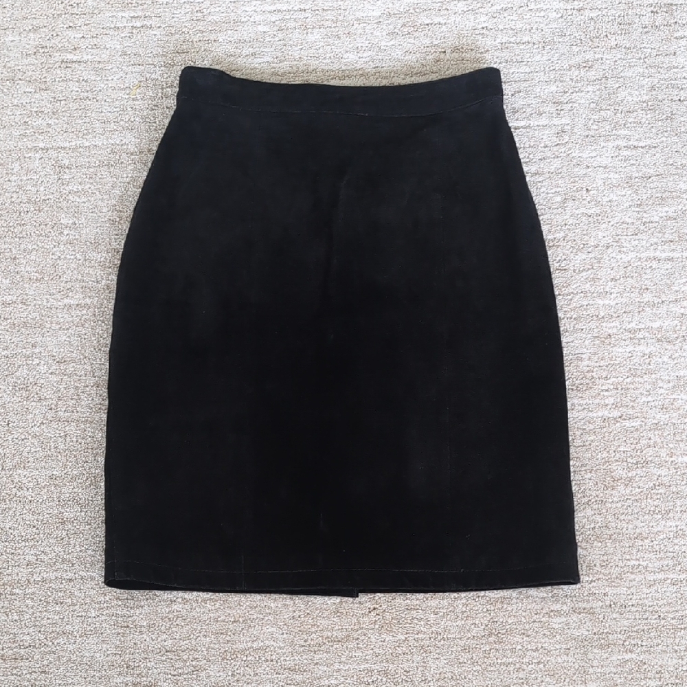 Vintage Suede Black Pencil Skirt